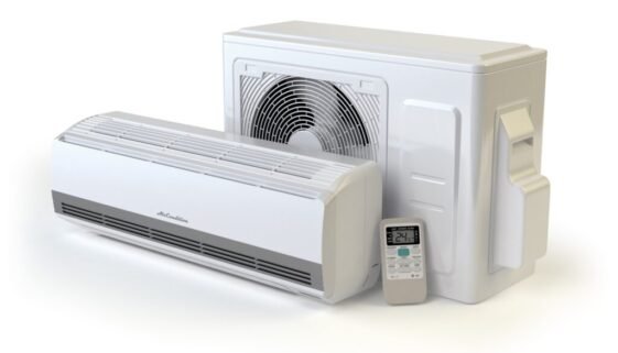 Air conditioner system isolated on white.
