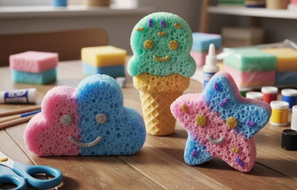 squishies maison faits en éponges colorées