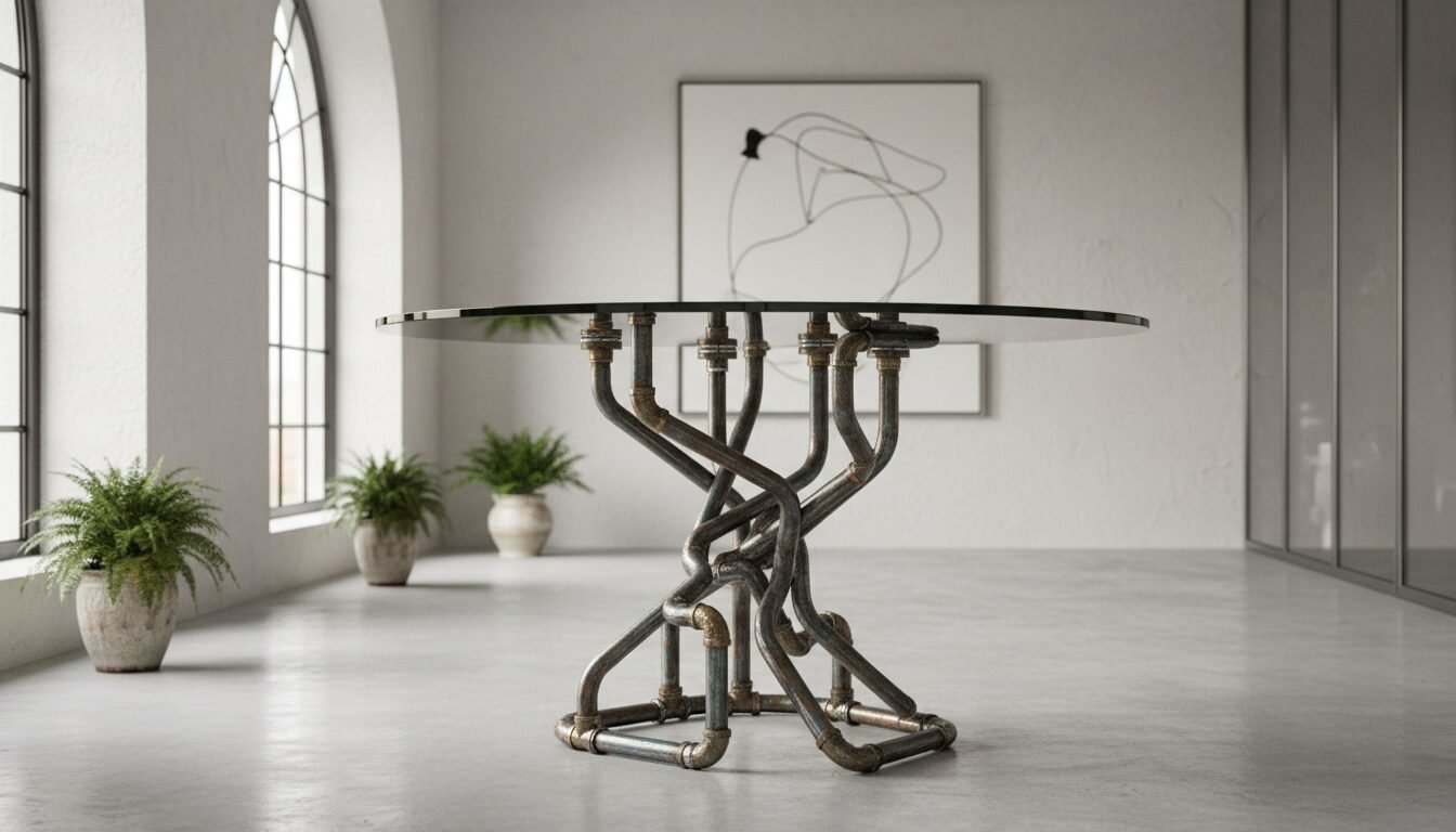 découvrez comment un simple tuyau de plombier a été transformé en une table design unique, captivant l'attention et faisant sensation sur internet.